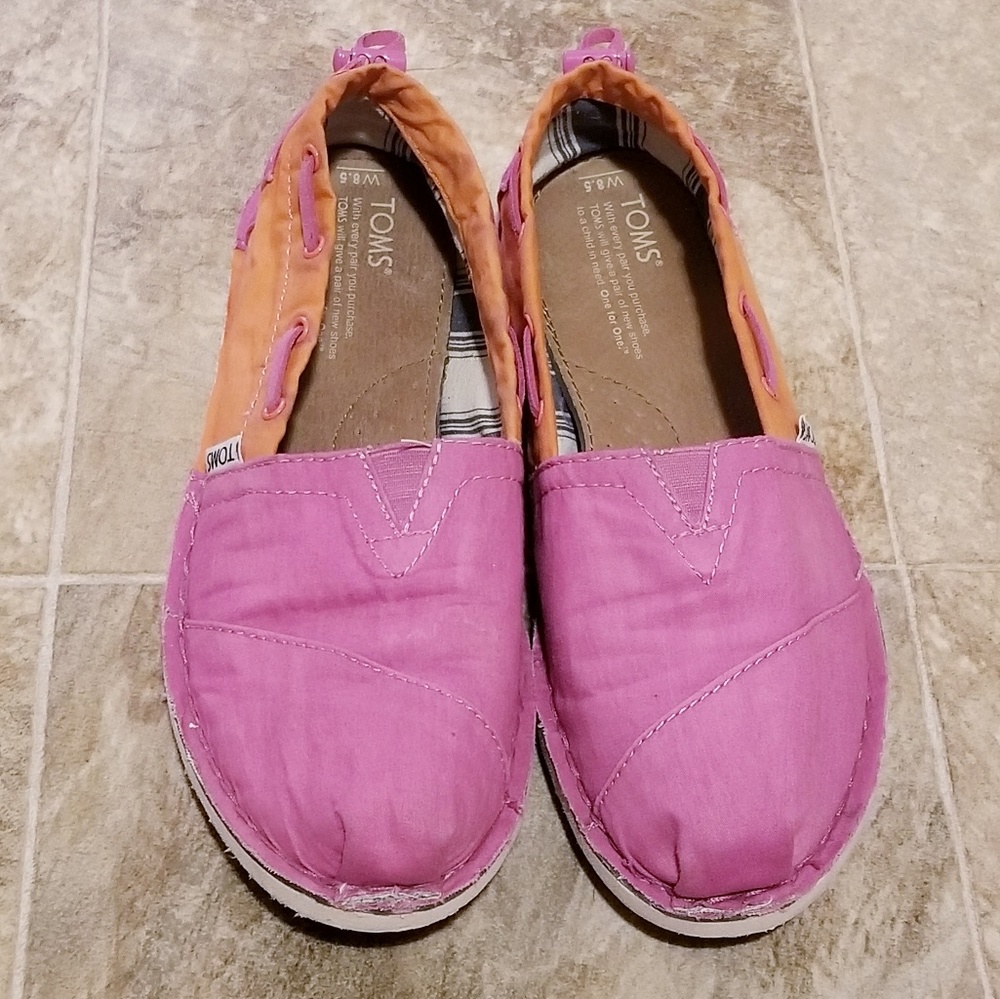 Tom's Womens 8.5 Pink/Orange Slip On Shoes